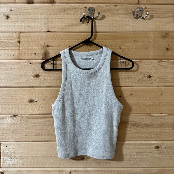 Abercrombie & Fitch Tops - Abercrombie & Fitch Essential Rib High-Neck Tank in Light Grey NWT